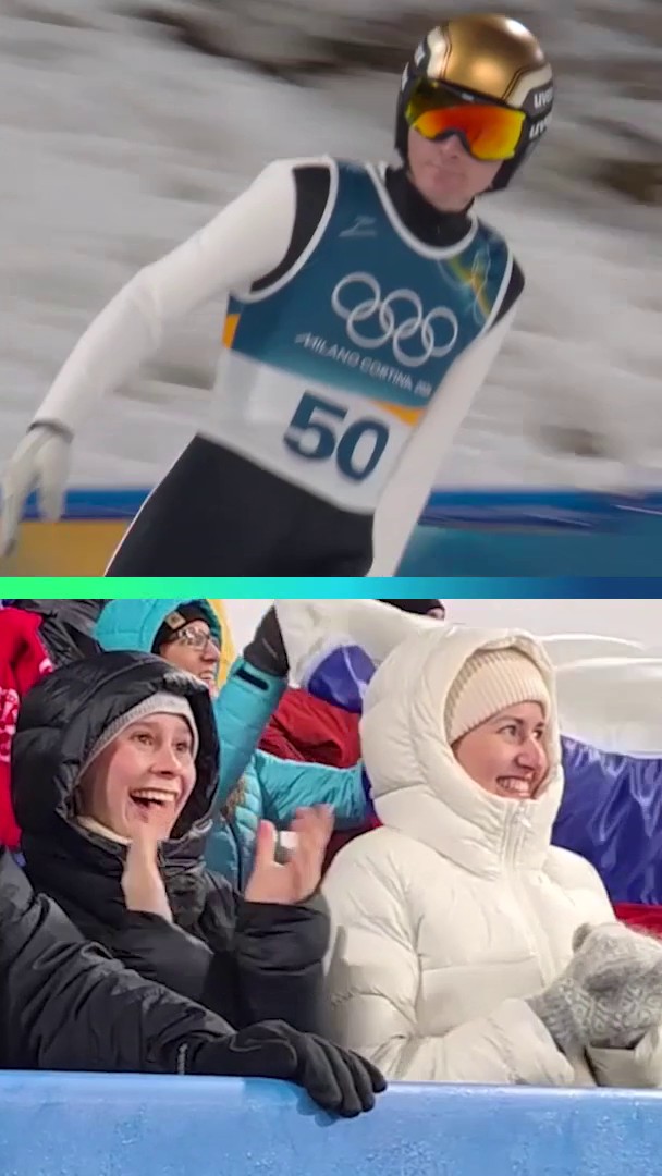 Domen Prevc's family went CRAZY after the Slovenian won Olympic ski jumping gold! 🥇😍