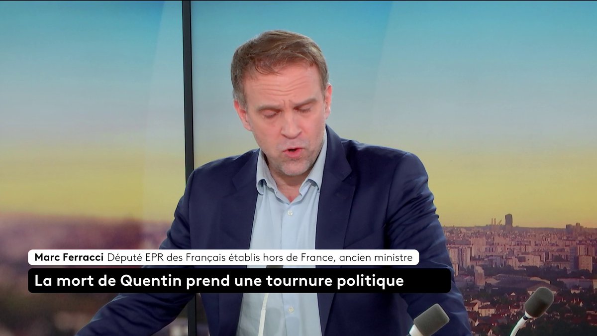 🔴🗣 Il faut "retrouver la raison" dans "la sphère politique et dans l'espace public" déclare Marc Ferracci, député EPR, après la mort de Quentin, nationaliste, proche d'un collectif identitaire. #canal16