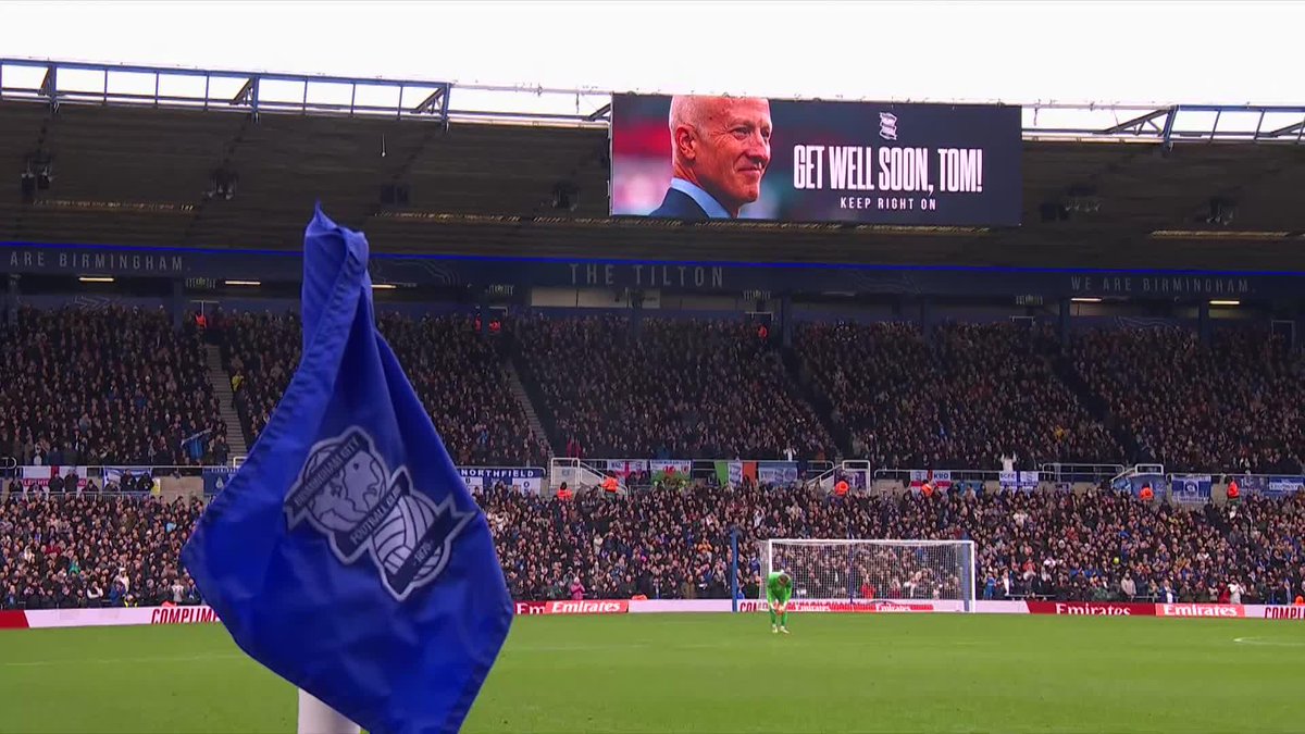 A touching tribute 💙 St. Andrew's Stadium shows its support for Birmingham City FC chairman Tom Wagner, who is currently recovering from a stroke.