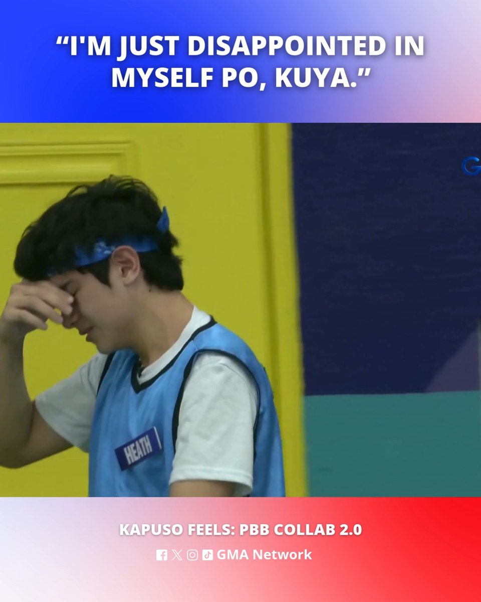 #KapusoFeels: Disappointed si Heath sa kanyang sarili 😢 #HeathJornales Watch #GMAPBBCollab on weekdays at 9:40 PM and on weekends at 6:15 PM on GMA!