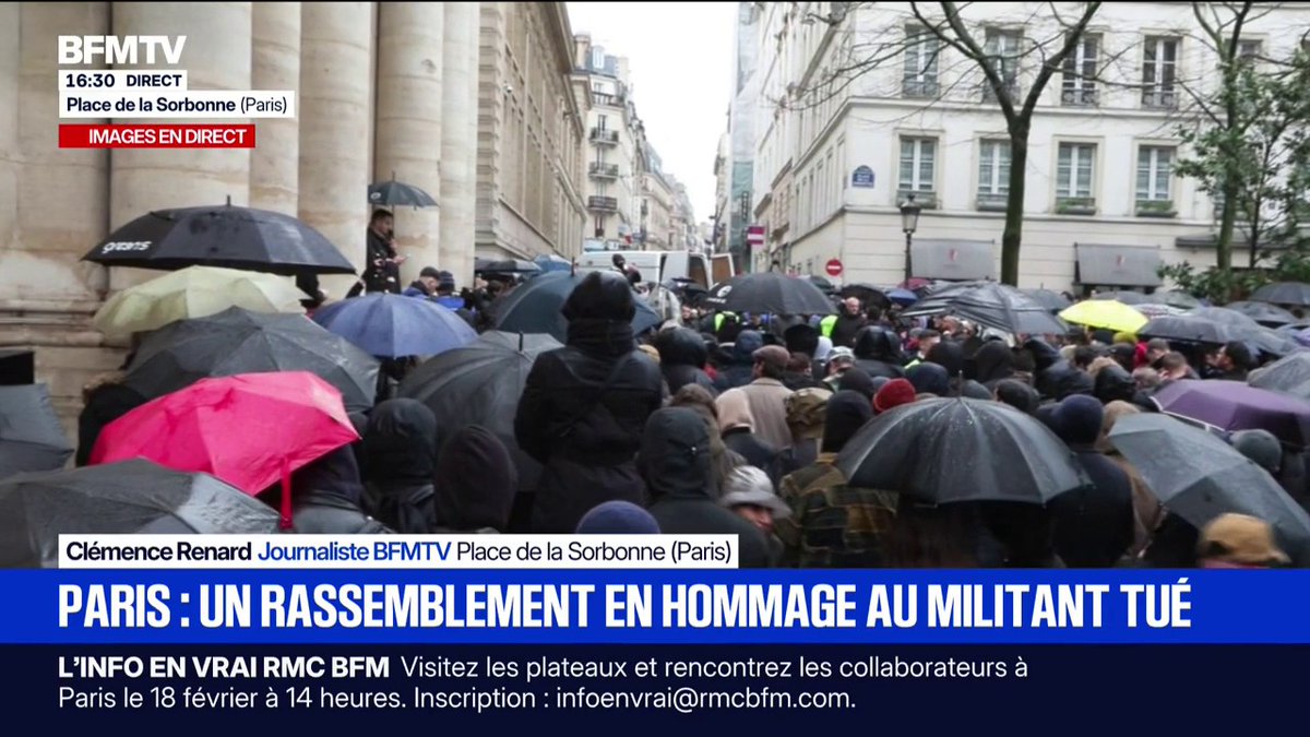 Mort de Quentin à Lyon: un rassemblement en hommage au militant tué est en cours à Paris