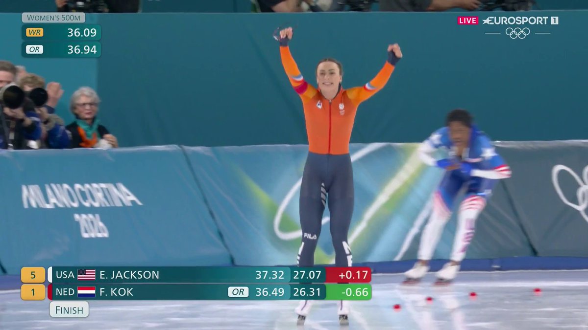 NO ES FEMKE BOL, ES FEMKE KOK 🇳🇱 Femke Kok se lleva el oro en el 500m destrozando el récord olímpico y a todas sus rivales con 36.59”. Se venga de su compatriota 🇳🇱 Jutta Leerdam, que le derrotó en el 1000m. No hay Femke neerlandesa mala.