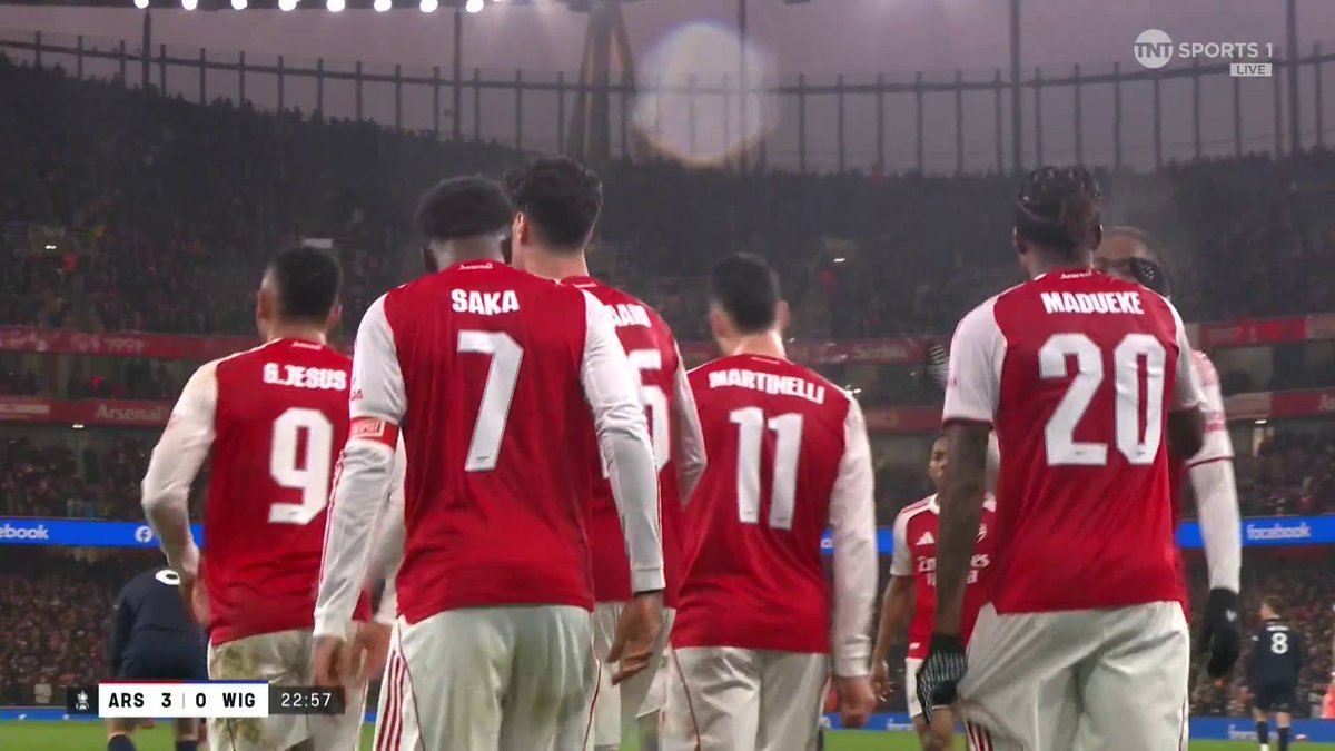Nightmare for Jack Hunt 🤦‍♂️ Arsenal make it 3-0 as the Wigan defender turns into his own net after brilliant play from Madueke and Saka down the Arsenal right, 📺 TNT Sports &amp; discovery+ UK