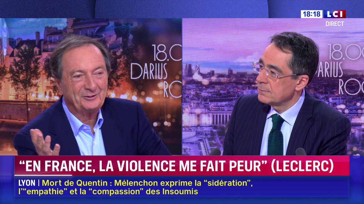 🗣️ "Jean-Luc Mélenchon est une grande gueule, mais il n’est pas violent. C’est d’ailleurs quelqu’un de très sensible et très intelligent. Il a besoin de se radicaliser pour passer dans les médias, mais on ne peut pas lui attribuer la mort de ce militant" : Michel-Edouard Leclerc