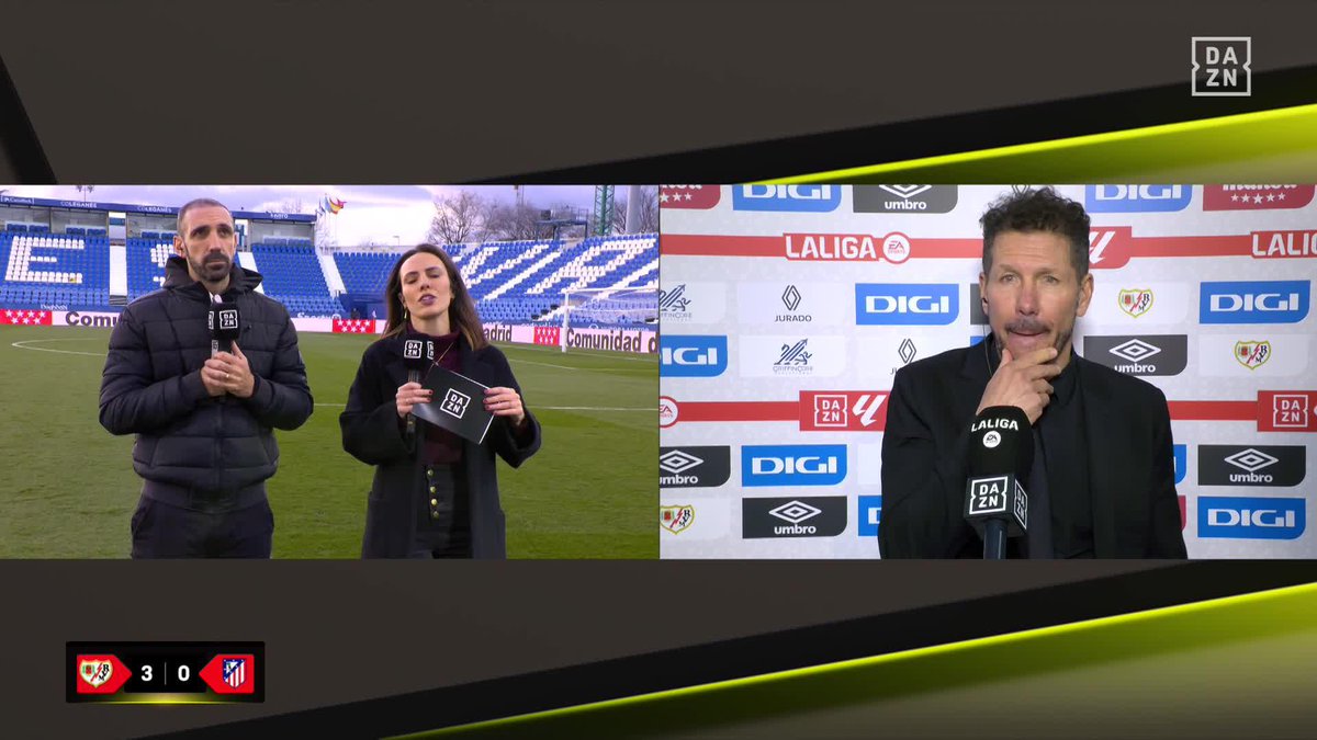 🗣️ "El equipo dio lo que podía. Ellos fueron superiores. No hay nada para reprochar a nivel de esfuerzo" Las palabras de Diego Pablo SImeone tras la derrota ante el Rayo Vallecano #LALIGAenDAZN ⚽