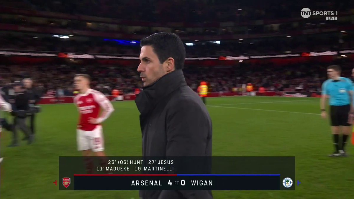 A comprehensive performance from Arsenal, and they are in the hat for the 5th Round 🏆 Goals from Madueke, Martinelli, a Jack Hunt own goal and Gabriel Jesus secure the 4-0 win over Wigan Athletic! 📺 TNT Sports &amp; discovery+ UK