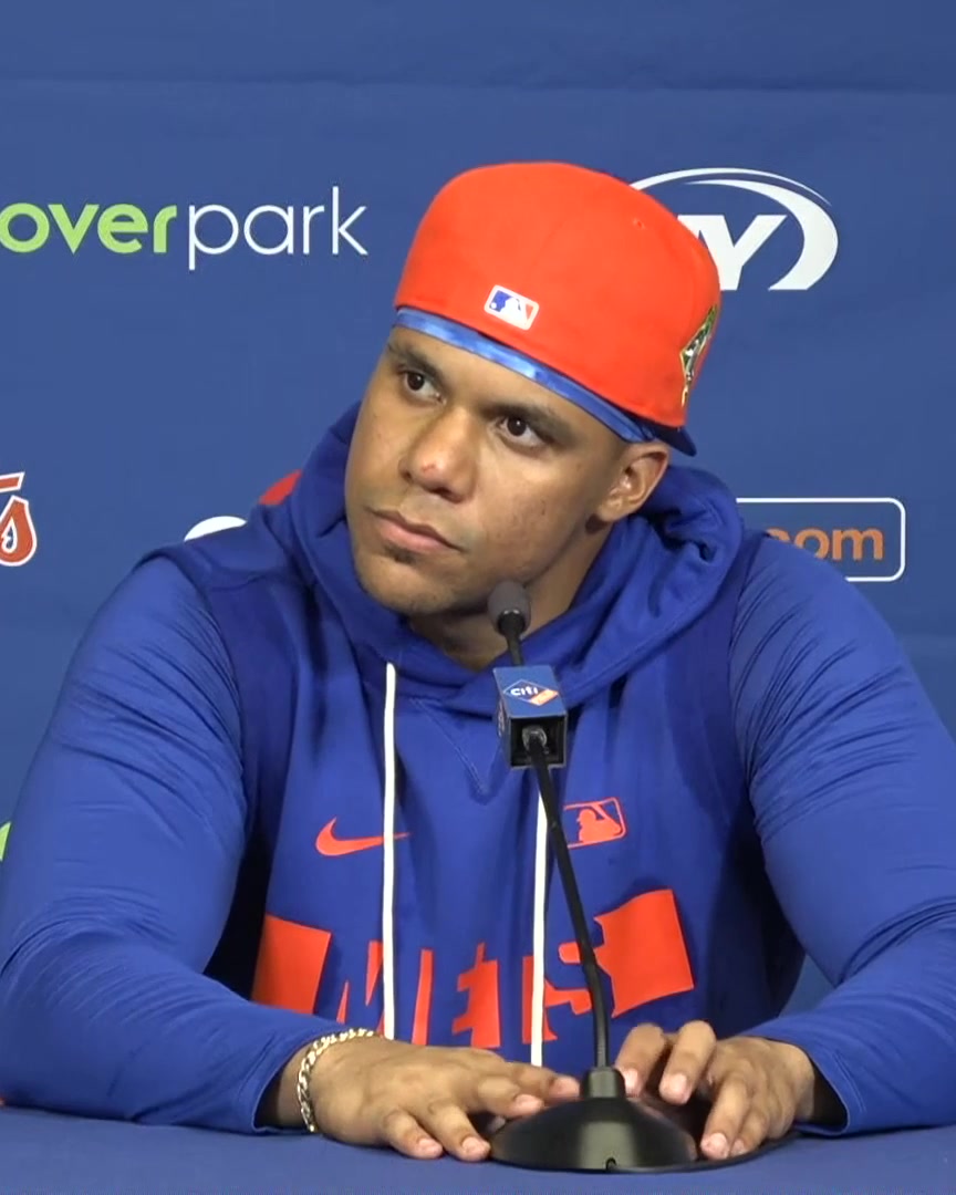 Juan Soto is asked to describe his relationship with Francisco Lindor: "It's a great relationship - we talk all the time in the games, we help each other"