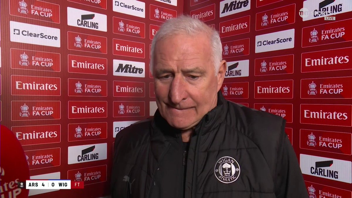 "They gave us everything they got" 🥹 Wigan caretaker manager Graham Barrow was pleased how his players stuck with the game after conceding 4 goals in 20 1st half minutes. 🎙️ Danny Jamieson | 📺 TNT Sports & discovery+ UK