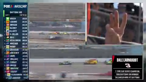 A salute to Dale Earnhardt on Lap 3 of the Daytona 500.