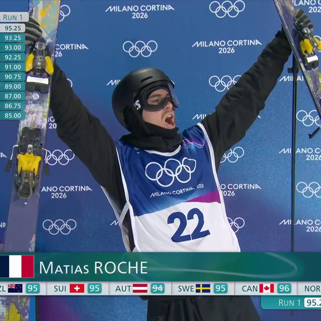 Magnifique Mathias Roche 🇫🇷 prend la tête des qualifications, avec 95.25 points ! Les Jeux Olympiques de #MilanoCortina2026, c'est en intégralité sur Eurosport et HBO Max