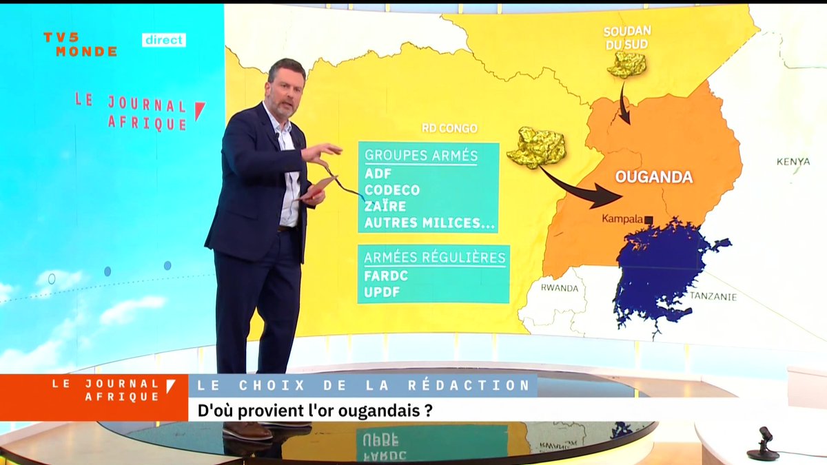 Le Choix de la Rédaction nous amène à parler ce soir de l'or. Et on commence par un chiffre parlant, qui vient d'être donné par la banque centrale de l'#Ouganda, et qui montre que l'or devient le premier revenu d'exportation du pays