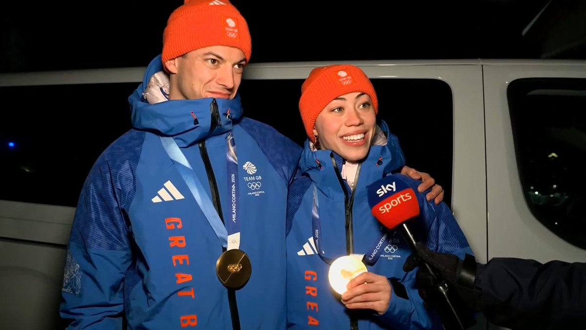 "We've done amazingly!" Matt Weston and Tabby Stoecker reflect on winning the gold medal in the mixed team skeleton event 🏅