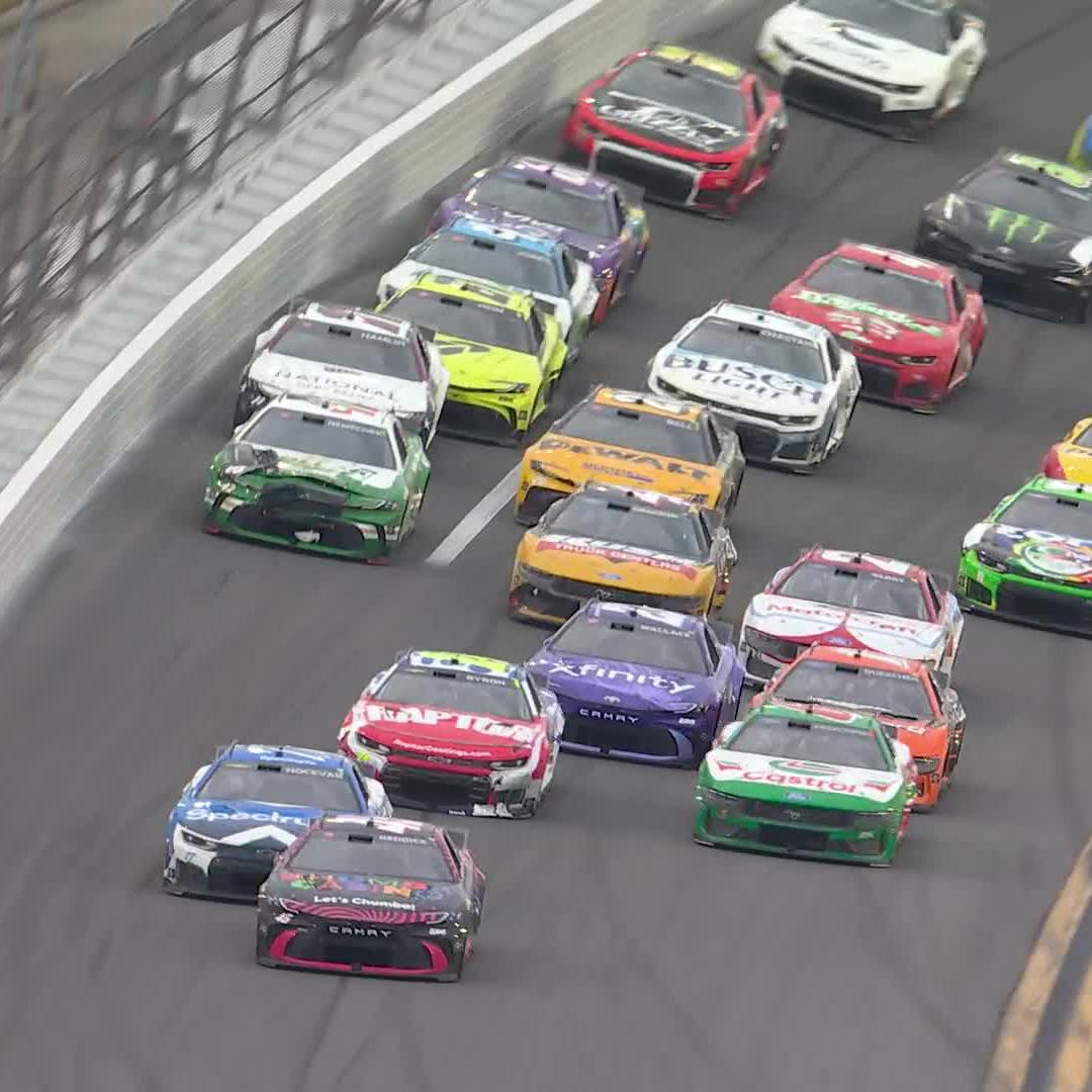 Hamlin gets into Bell! The yellow flag waves with less than 10 laps to go in the DAYTONA 500.