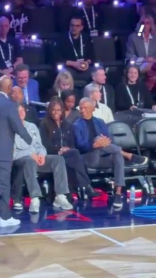 Barack and Michelle Obama courtside for the NBA All-Star Game 🔥
