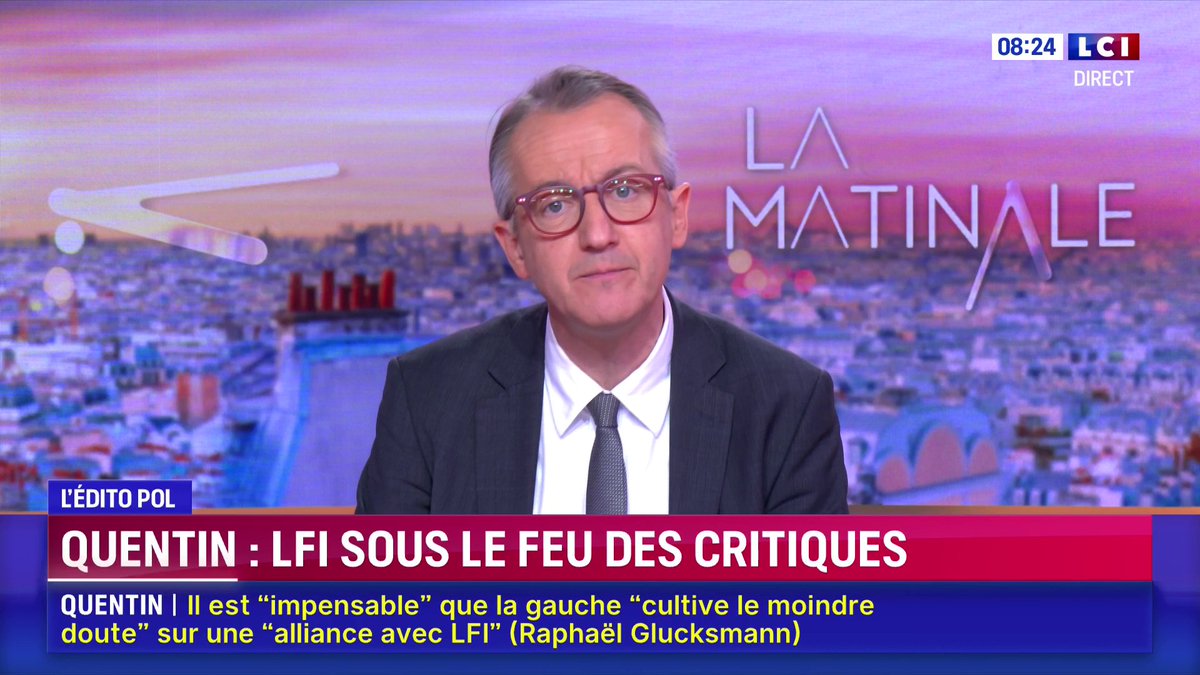 🔴 Mort de Quentin : LFI sous le feu des critiques 🗣️ "On a une proximité qui crée une chaîne de causalité, de cautionnement politique, de la Jeune Garde par LFI" 📺 Regardez L'Édito Pol de Christophe Barbier dans La Matinale LCI présentée par Jean-Baptiste Boursier