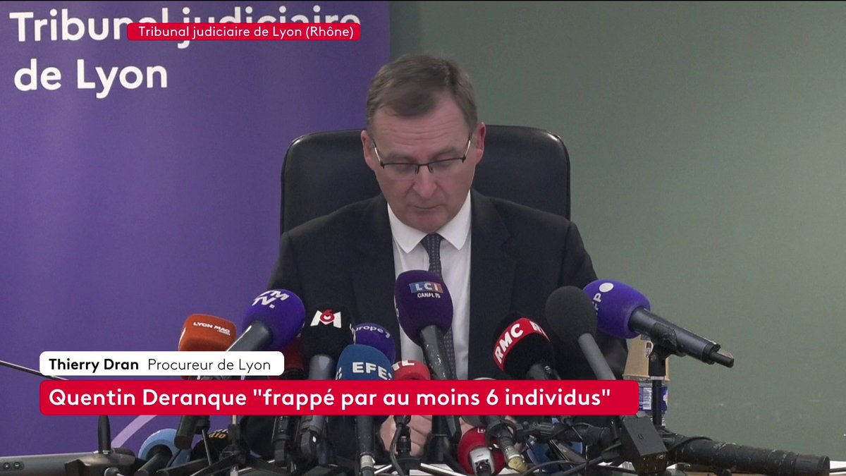 🔴 DIRECT - "Les lésions étaient au-delà de toute ressource thérapeutique et mortelles à brève échéance", selon le procureur de Lyon, à la suite de la mort de Quentin Deranque. #canal16