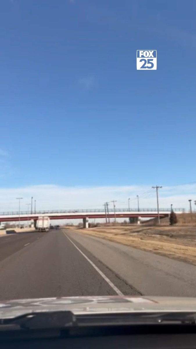 A sign stating, "Free immigrants cage pedos" was spotted above a bridge in Norman, Oklahoma, on Monday, President's Day.