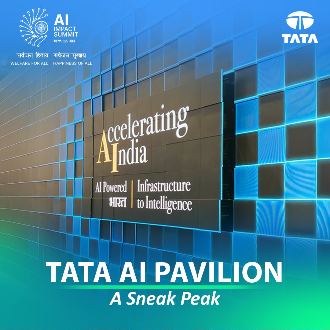 Step into a space built to shape what comes next; it’s a glimpse of the future from our perspective. 📍The Tata AI Pavilion at #IndiaAIImpactSummit2026. #ThisIsTata #AcceleratingIndia #TataAtIndiaImpactSummit Tata Consultancy Services Tata Steel Tata Power Tata Motors Tata Electronics Pvt Ltd Air India Tata Communications
