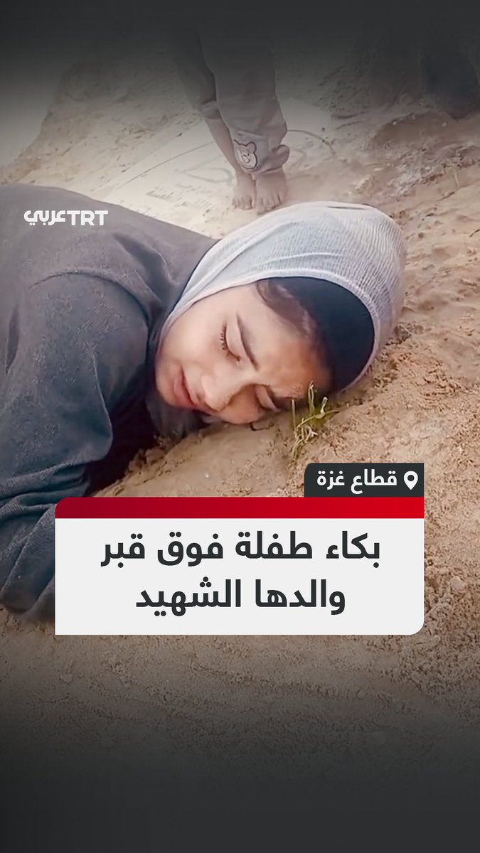 "قال لي إنه لن يتركني، لكنه ذهب وتركني".. مشهد مؤثّر لطفلة فلسطينية تحتضن وتبكي فوق قبر والدها الذي استُشهد خلال حرب الإبادة على قطاع غزة. #تفاعل ليصل إليك كل جديد