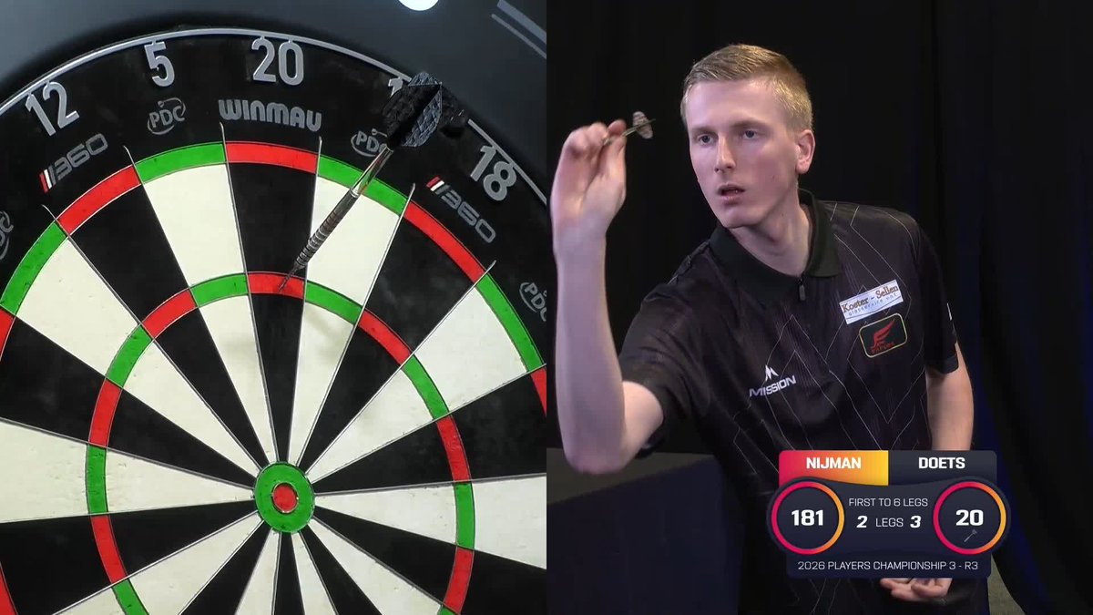 HOW'S YOUR LUCK?! 🫣 Wessel Nijman suffers two bounce outs in one visit against Kevin Doets... However, it all counts for nothing with Hawkeye pinning double 10 for a 10-darter! 📺 #PC3