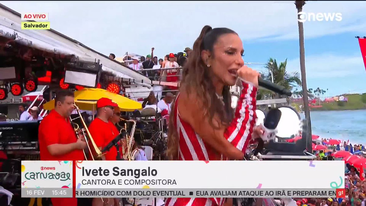 Quanta energia!! Ivete Sangalo anima pipocas, camarotes e toda a praia no carnaval de Salvador! ➡ Assista: #GloboNews #Estudioi #carnavalGloboNews #IveteSangalo