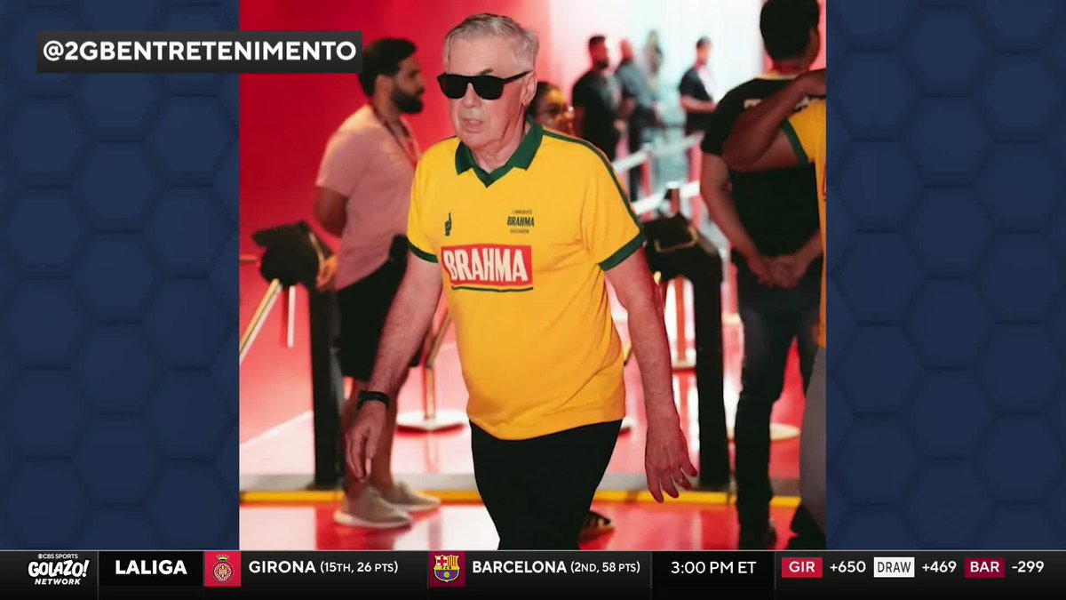 "Carlo Ancelotti could be the coolest manager of all time." Michael Lahoud and Aaron West salute Carlo Ancelotti after the Brazil manager was spotted at Carnival in Rio 😎