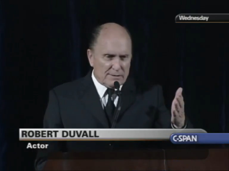 Robert Duvall had one C-SPAN appearance, at a dinner where Secretary Colin Powell received the George C. Marshall Award in 2003. RIP.
