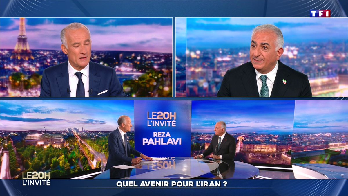 🔴 Iran 🗣️ Le fils du dernier Shah d’Iran, Reza Pahlavi, explique être différent de son père : "On ne parle pas d'un retour vers le passé, mais du futur... J'ai mes propres idées et propositions". 📺 Le 20H de TF1 avec Gilles Bouleau