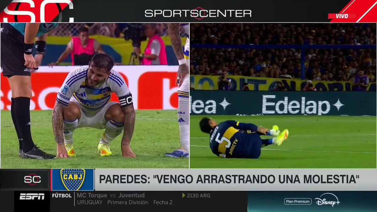 PAREDES ENCENDIÓ LAS ALARMAS EN BOCA: la molestia en el tobillo la arrastra desde el duelo vs. Racing de diciembre de 2025. ¡Así te lo mostramos en #SportsCenter! 📺 #DisneyPlus Plan Premium