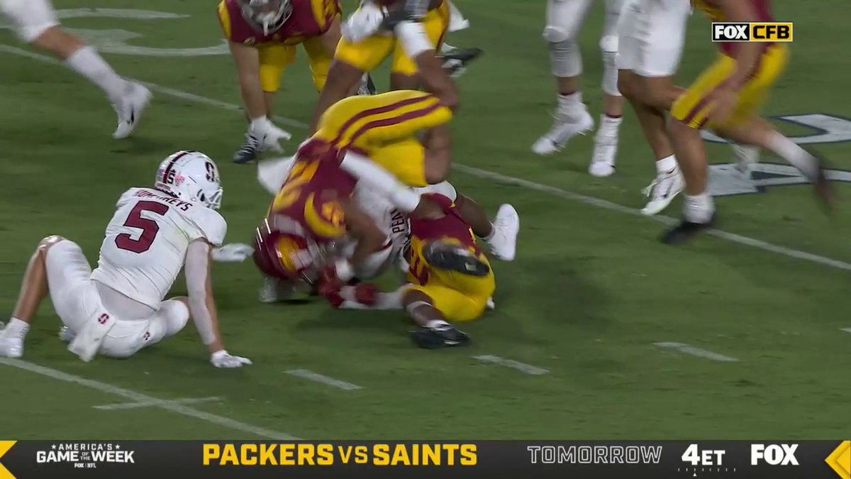 This was an omen. When USC kicker Parker Lewis was disqualified on a weak targeting call that got him disqualified for the rest of the game on the very first play of the game. We know how this game ended.