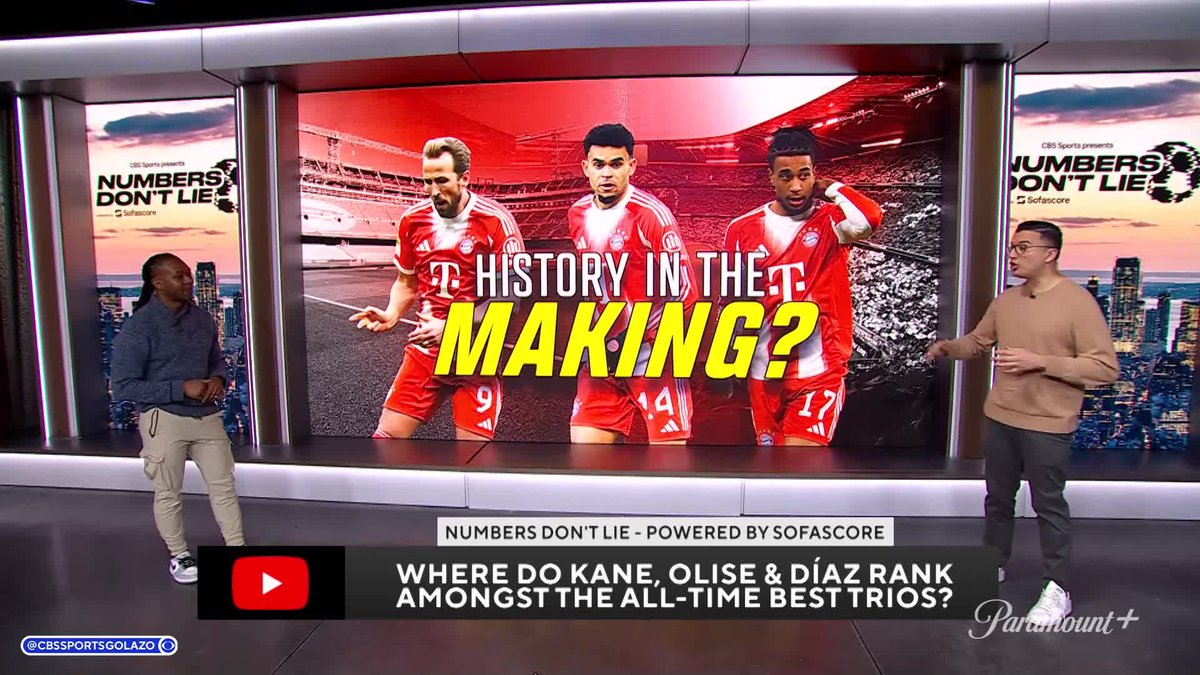 "73 goals and 38 assists over the course of this season." Are Bayern Munich's front three of Harry Kane, Michael Olise and Luis Díaz the best attacking trio in football? 🤔