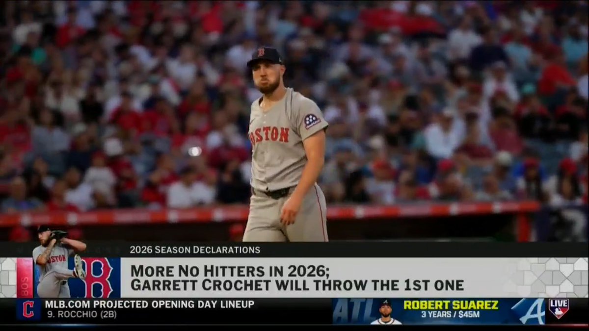 #MLBTonight's declarations for the 2026 season: - More hitters will hit above .300 - Garrett Crochet will throw a no-hitter - Pirates make a Postseason push - Cristopher Sánchez will win 20+ games Adnan Virk | Dan Plesac