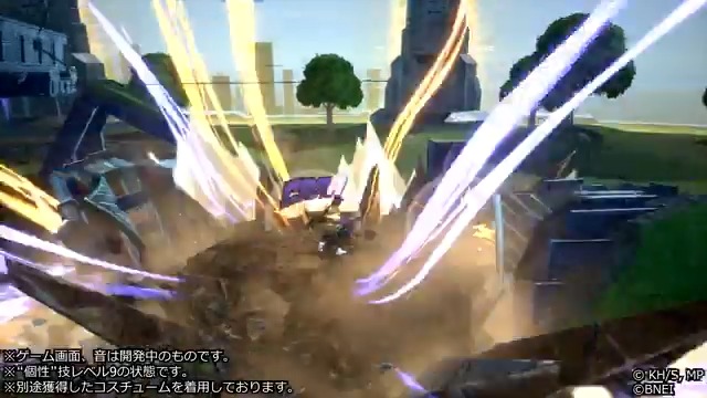 近日登場予定の #オーバーホール の“個性”技を紹介！ "個性"技β「死穢ノ断崖（しえのだんがい）」 足元から岩の柱を出現させ上昇する技。 移動操作で形状が変化する他、上昇中にジャンプ入力で更に高くジャンプができるぞ！ また、上昇中に“個性”技α「時雨撃ち」との併用も可能だ！ #ヒロアカUR