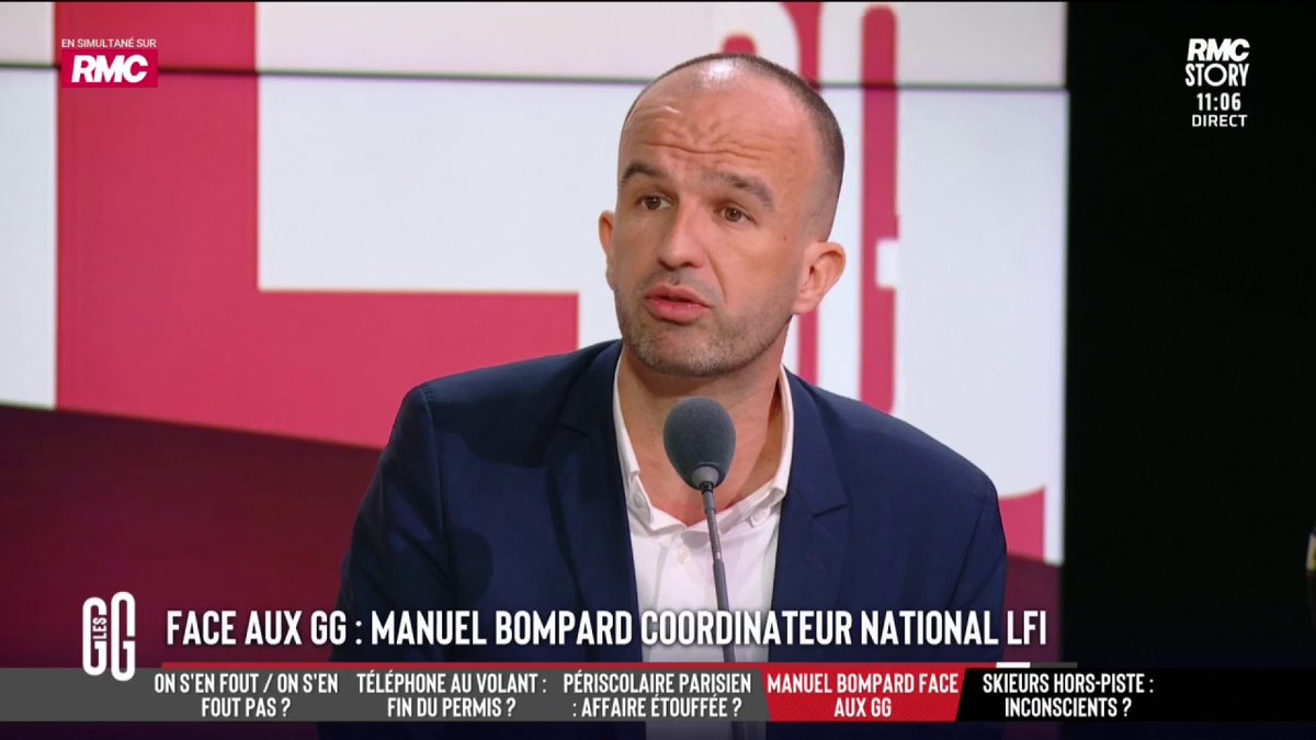 🎙️ Olivier Truchot : "Est-ce que vous regrettez d'avoir soutenu jusqu'au bout La Jeune Garde ?" 🎙️ Manuel Bompard : "Je soutiens et je continuerai à soutenir des groupes et des militants qui font un travail d'auto-défense populaire." #GGRMC