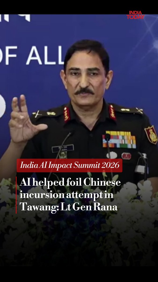 India successfully used artificial intelligence (AI)-powered prediction tools to anticipate and foil an unprecedented Chinese attempt along the Line of Actual Control (LAC) in Arunachal Pradesh, Lt Gen Dinesh Singh Rana, Commander-in-Chief, Strategic Forces Command, said. While addressing the India AI Impact Summit 2026, the senior military official emphasised that AI is transforming modern warfare, strategic doctrines, and national security planning. #AIImpactSummit2026 #ArtificialIntelligence #NationalSecurity #ModernWarfare #DefenceInnovation ADG PI - INDIAN ARMY