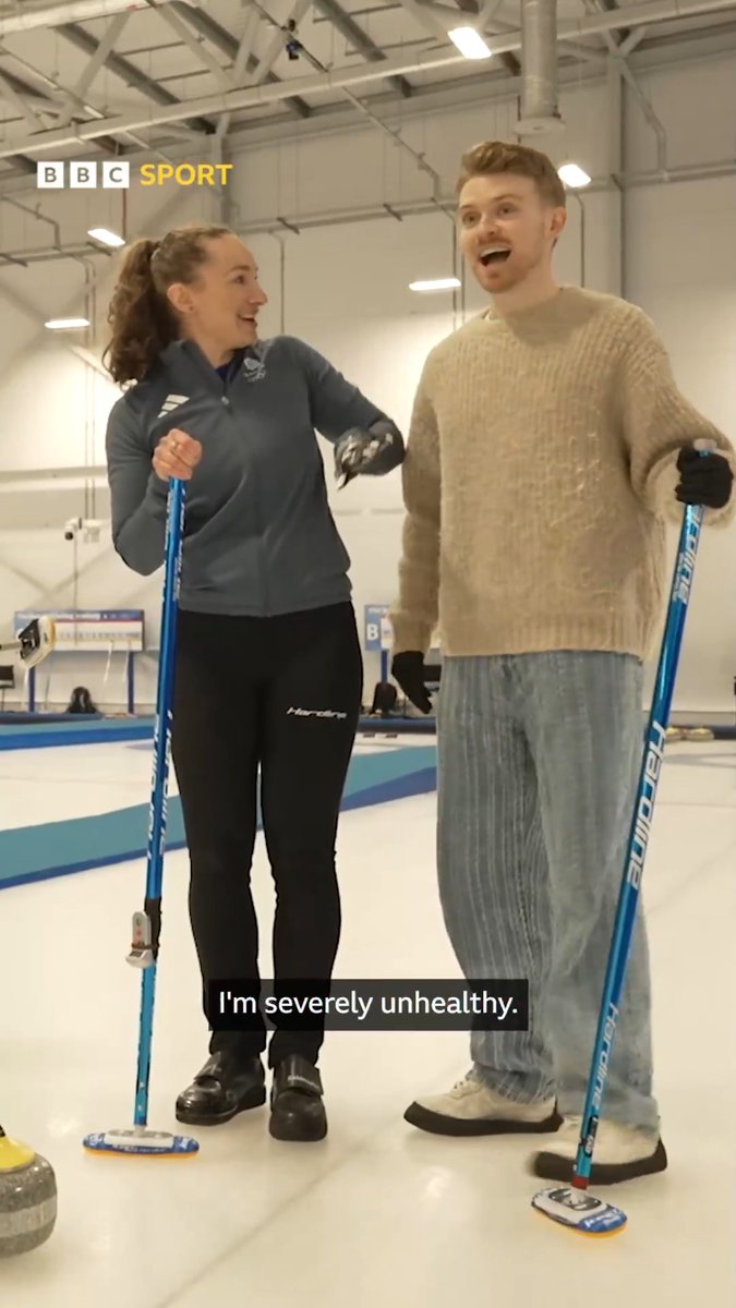 Curling sweeping is a lot tougher than it looks! 🥌 Just ask Max Balegde and Charley Marlowe 💬 #MilanoCortina2026 #WinterOlympics