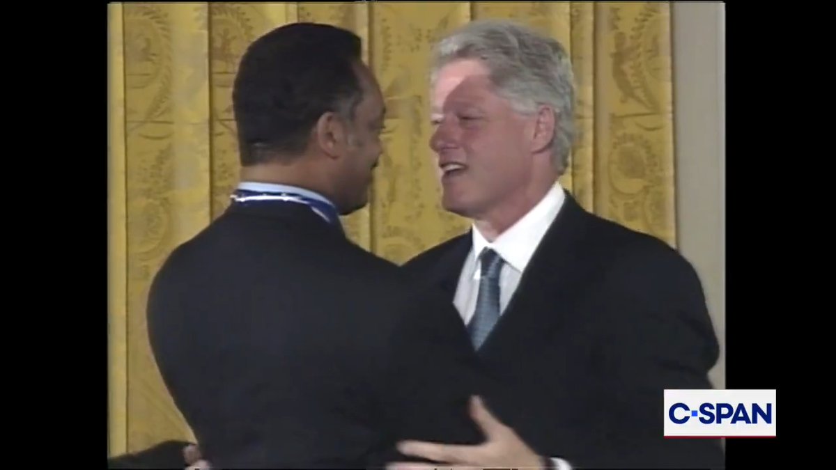 Jesse Jackson receives the President Medal of Freedom in 2000 from Bill Clinton. RIP.