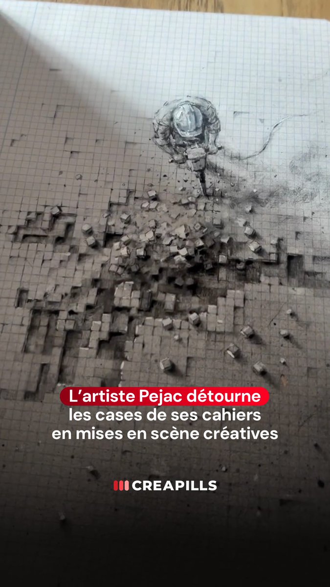 L’artiste Pejac détourne les cases de ses cahiers en mises en scène créatives. Magnifique 👏