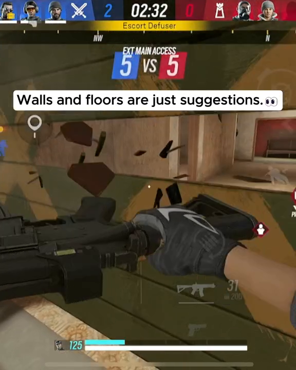 Rainbow Six Mobile rewards creativity. With fully destructible environments, operators can improvise routes in real time, breaching walls, floors, and ceilings to create new angles and surprise enemies from above or below! 📲 Preload Rainbow 6 Mobile today on the App Store. Launching 2/23/26