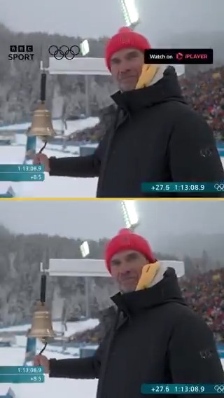 Un-bell-ievable fun! 😅 Former Liverpool boss Jurgen Klopp was enjoying himself as he rang the bell for the final lap of the men’s biathlon 4x7.5m relay final 🔔😁