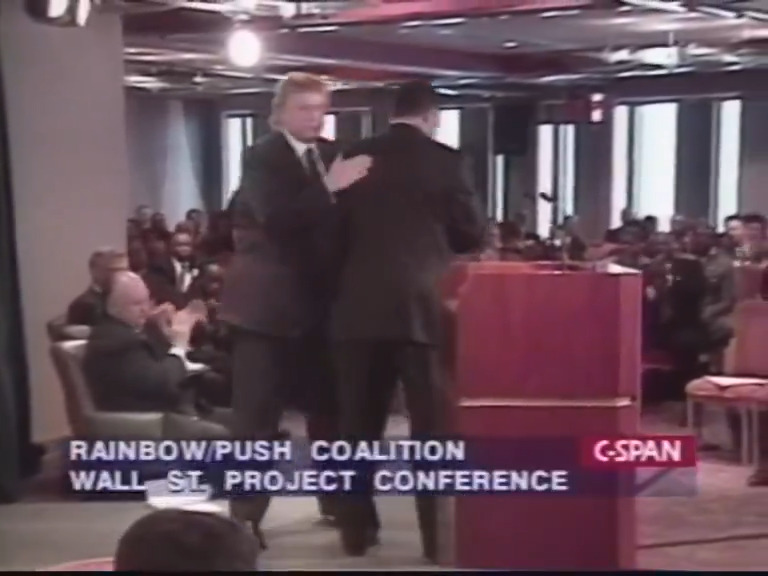 In 1999, Jesse Jackson introduces Donald Trump at the Wall Street Project CEO Roundtable event. Trump: "Jesse started off by saying 'most of the wealth of this country is in the hands of the few' and I thought to myself, is that a bad thing?"