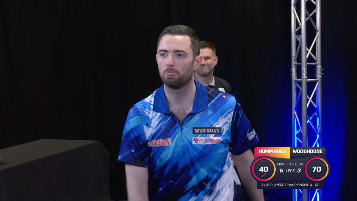 HUMPHRIES BATTLES PAST WOODHOUSE! Luke Humphries had SIX match darts to win 6-0, but despite a late onslaught from Luke Woodhouse, wraps up a 6-3 victory with a 104+ average! 📺 #PC4