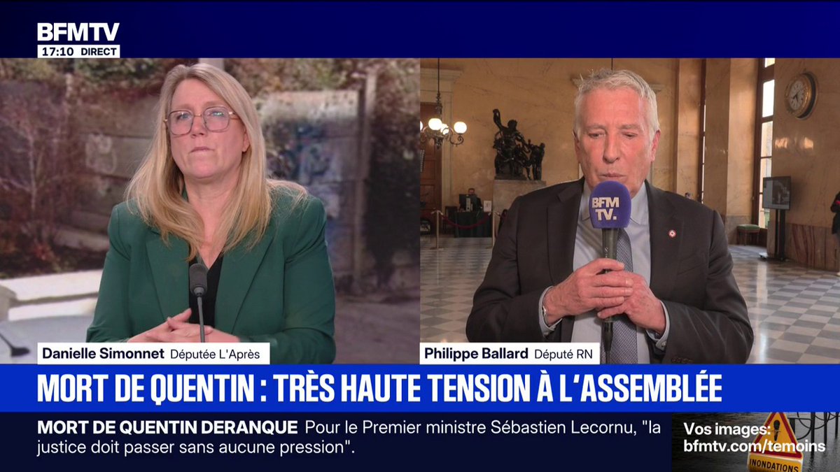 🔴 Mort de Quentin à Lyon ➡️ Passe d'armes entre Danielle Simonnet (députée de Paris, ex-LFI) et Philippe Ballard (député RN)