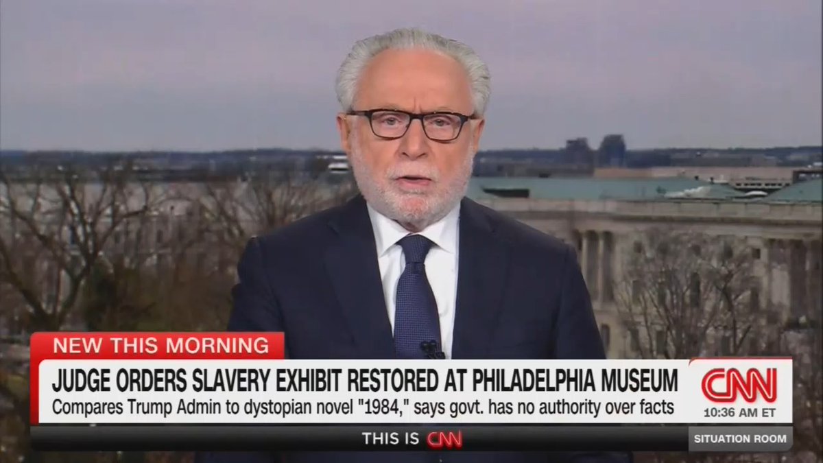 Host: A federal judge has ordered the Trump administration to restore a long-standing exhibit on slavery. It was removed last month from a site where George Washington and John Adams lived as presidents and kept slaves. In her ruling, the judge compared the Trump administration to the Ministry of Truth in George Orwell's novel 1984.
