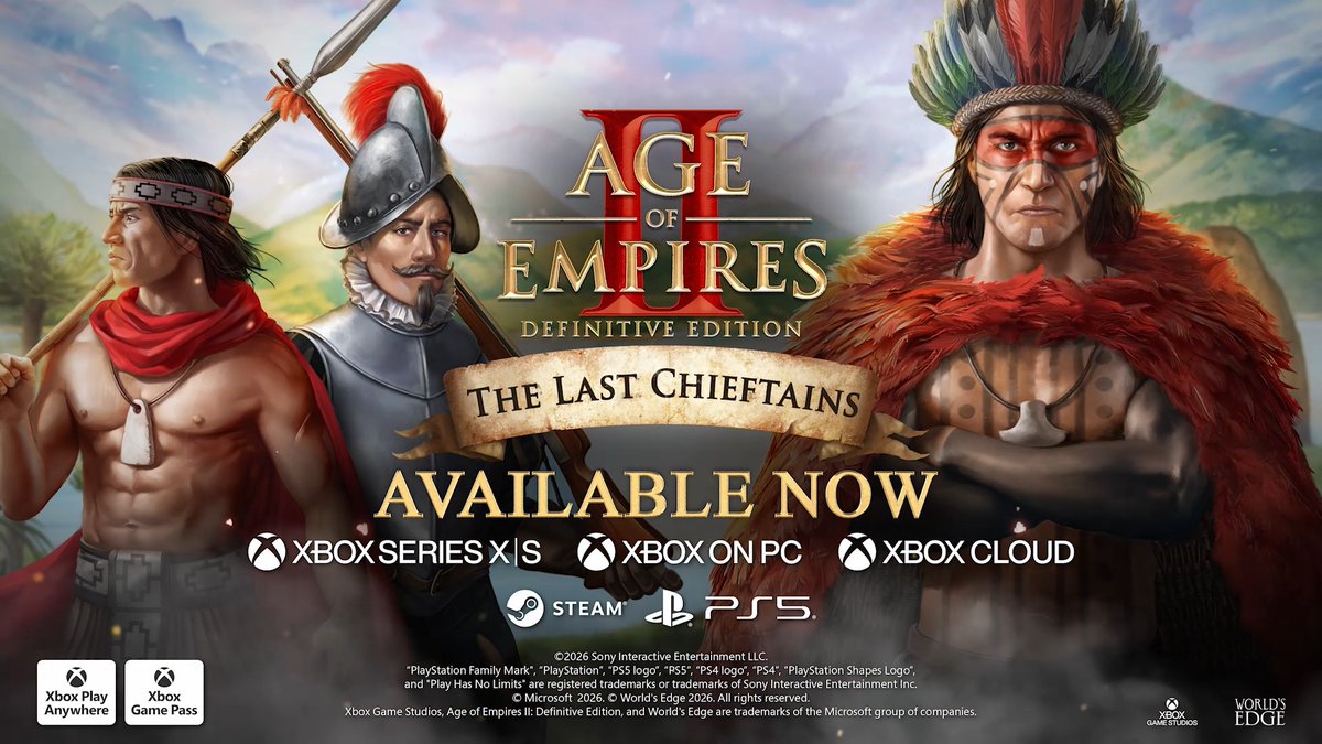 Blaze a trail with the Mapuche, Muisca, and Tupi civilizations as you venture into medieval South America, where history and folklore collide. #AgeofEmpiresII: Definitive Edition - The Last Chieftains is available now!