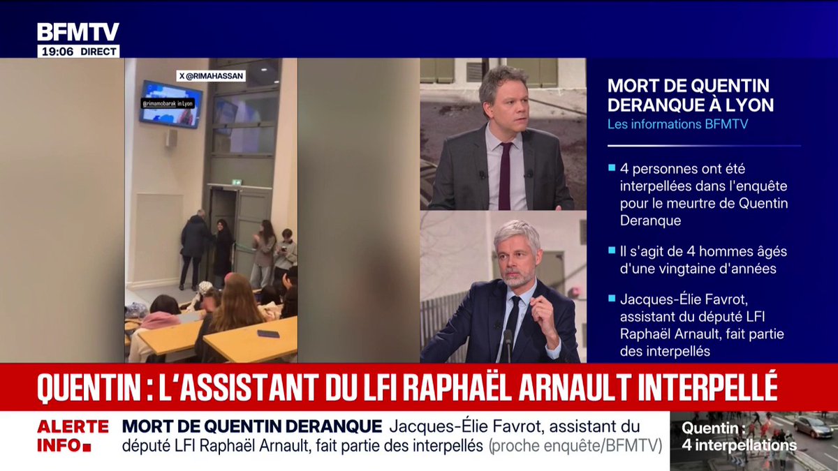 🔴 Mort de Quentin à Lyon ➡️ "Rima Hassan ne doit plus être invitée dans une université dans notre pays", juge Laurent Wauquiez (LR)