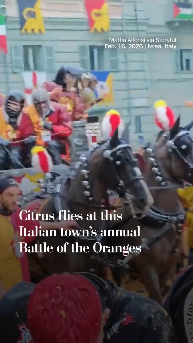 At the Carnival of Ivrea, the Italian town gathers for the annual Battle of the Oranges, a food fight that reenacts a historical uprising in the area.