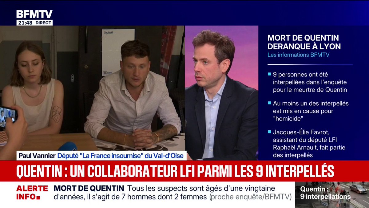 Paul Vannier, député insoumis : "LFI a toujours promu la non-violence, n'a aucune responsabilité dans ce drame et Raphaël Arnault non plus" #Quentin