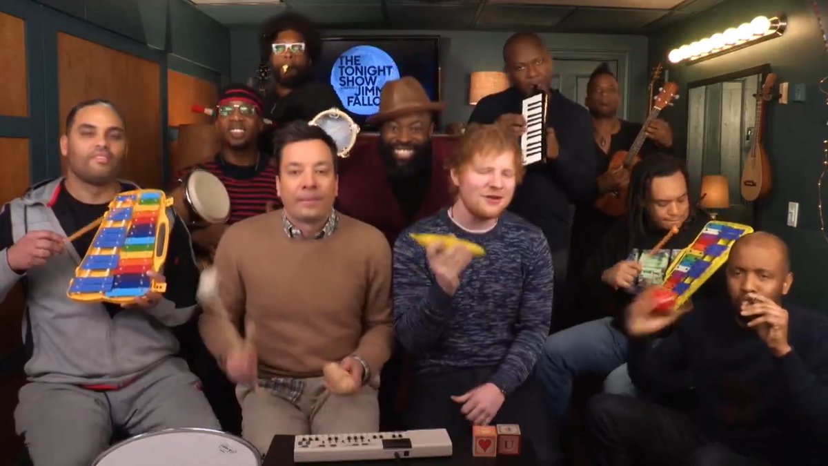 Ed Sheeran, Jimmy & The Roots sing “Shape of You” with Classroom Instruments 🥁 #FallonFlashback Original Air Date: February 27th, 2017