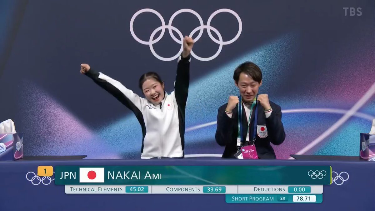 【#ミラノ・コルティナ 冬季オリンピック】 🎥ハイライト🎥 ❄️フィギュアスケート女子SP 結果❄️ 1位 🇯🇵#中井亜美 78.71 2位 🇯🇵#坂本花織 77.23 3位 🇺🇸A.リウ 76.59 4位 🇯🇵#千葉百音 74.00 17歳 中井亜美が会心の演技で自己ベストをマーク‼️ 堂々の五輪デビュー👏 ✏️